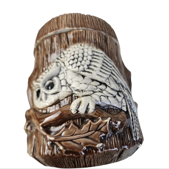 Vintage 1980 Owl Canister Set 2pc Double Sided With Acorn Pull Lids - Picture 9 of 11